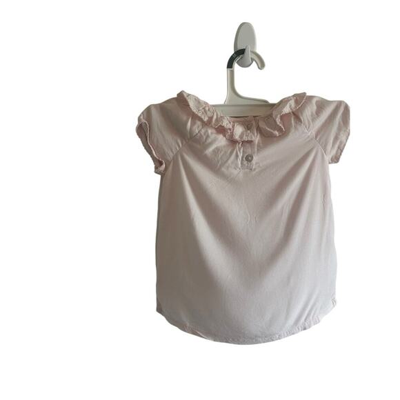 Edgehill Collection Girls 3T Pink Solid Short Sleeve Ruffle Collar Shirt - Picture 8 of 13